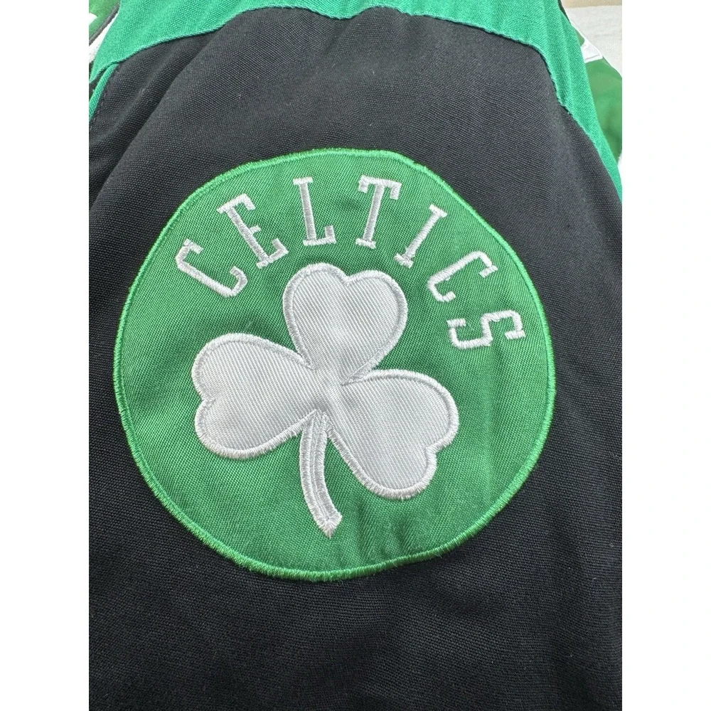 NBA Boston Celtics Reversible Varsity Bomber Jacket Green Black Embroidered Mens